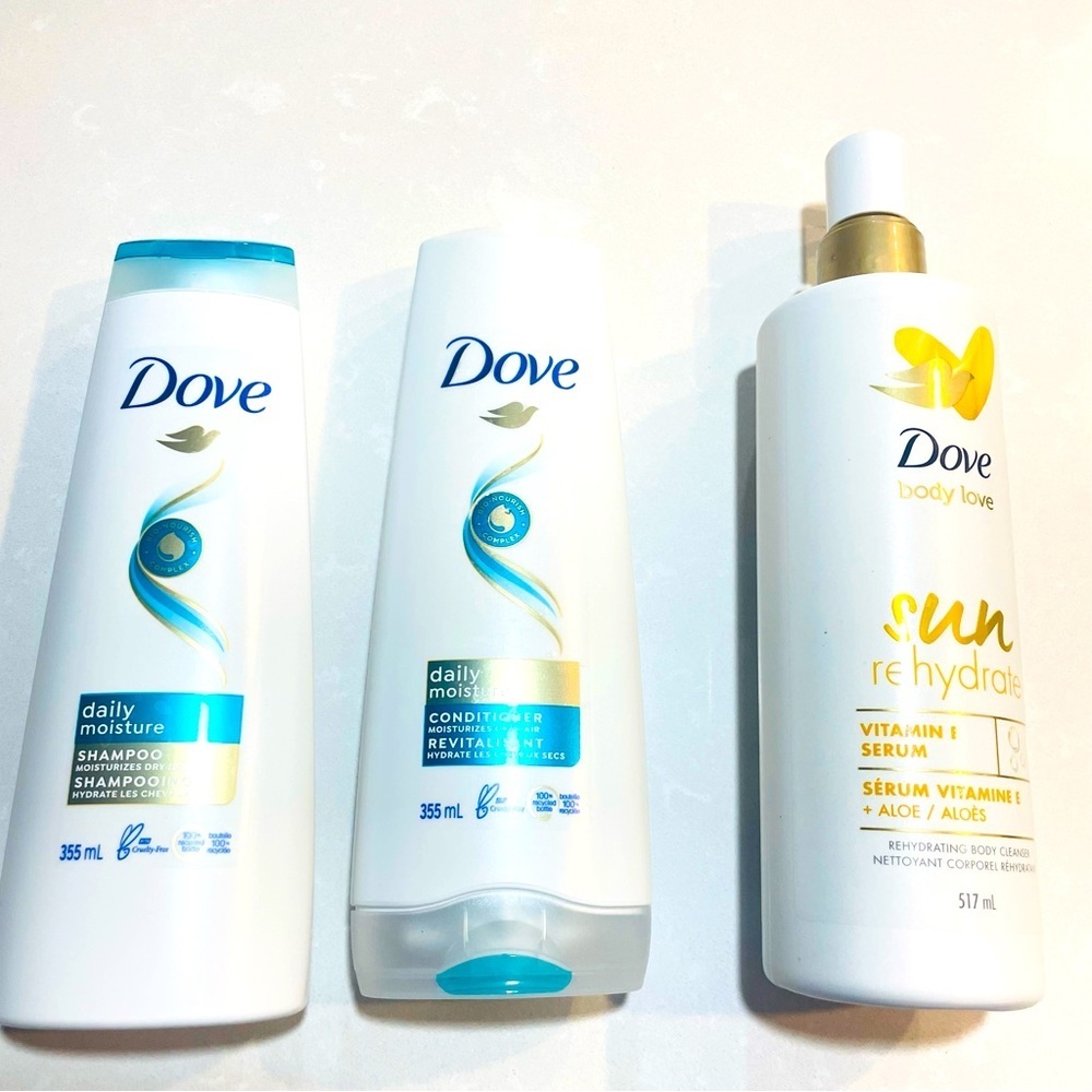 NEW DOVE  BEAUTY TRIO SET BRAND NEW SHAMPOO CONDITIONNER BODYWASH